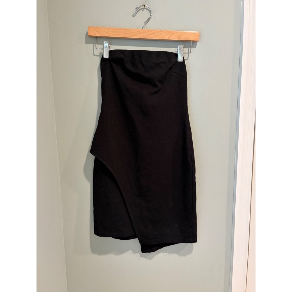 Olia Black Strapless Asymmetrical Wrap Mini Dress Small‎